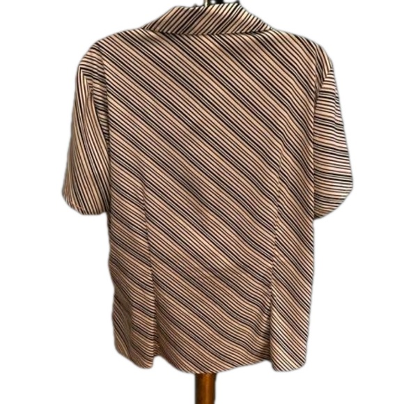 1X Worthington Easy Care Stretch black white & gold stripe button up shirt - Picture 9 of 15